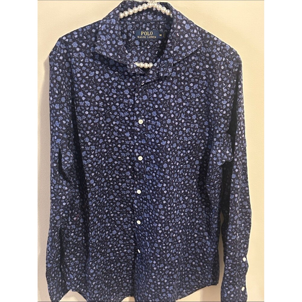 Polo Ralph Lauren Blue Micro Floral Button Down Shirt Men’s Size Medium Cotton